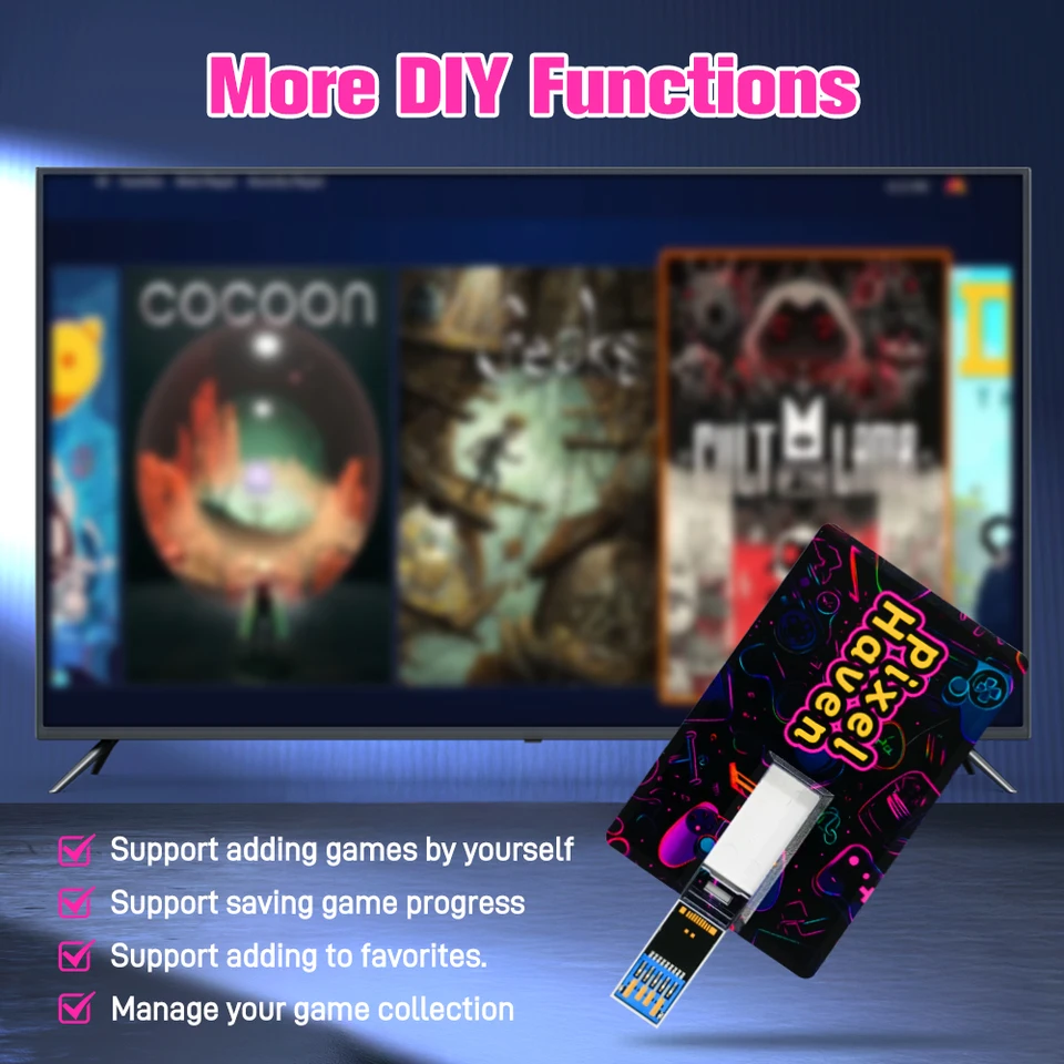 JMachen Pixel Haven Card U Disk with 15876 Games Retro Video Game