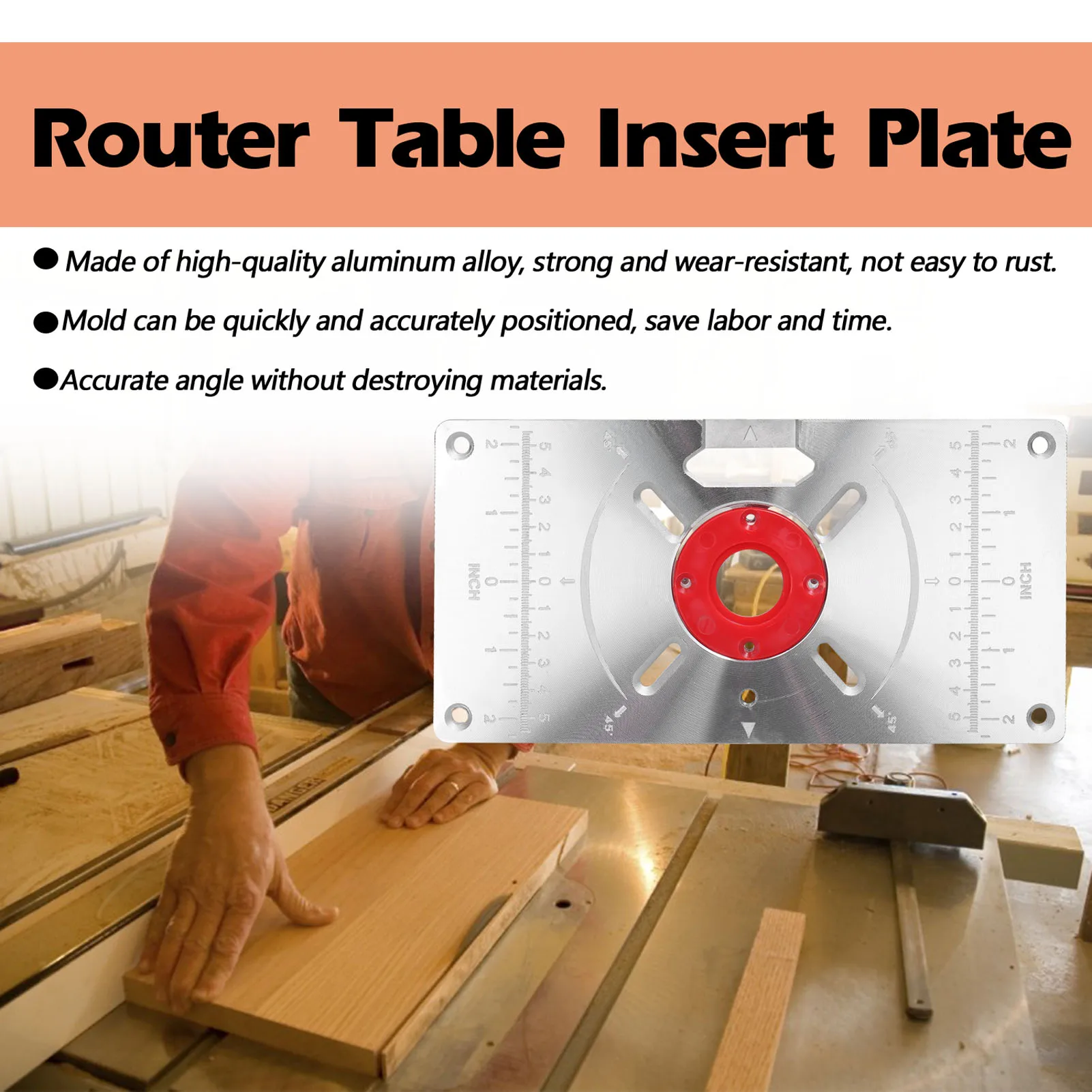 antique woodworking bench Router Table Insert Plate Aluminum Trimming Machine Engraving Flip Board with 4 Rings for Woodworking portable woodworking bench