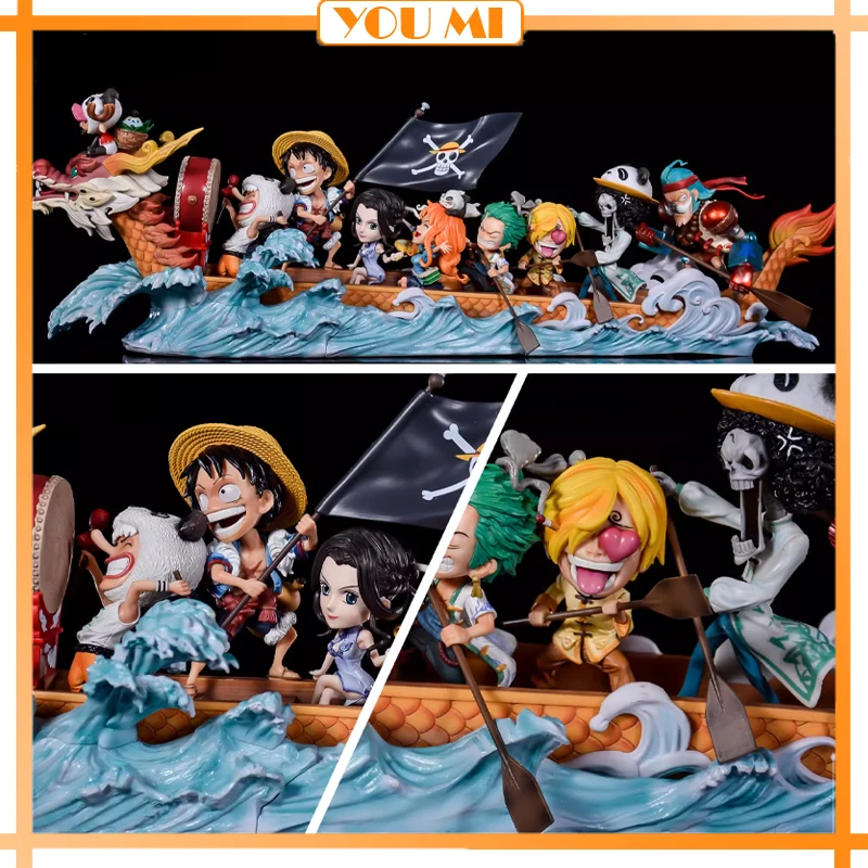 

One Piece Dragon Boat Straw Hat Pirates Figures Luffy Nami Zoro Sanji Brook Robin Usopp Chopper Franky GK Model Toy Ornaments