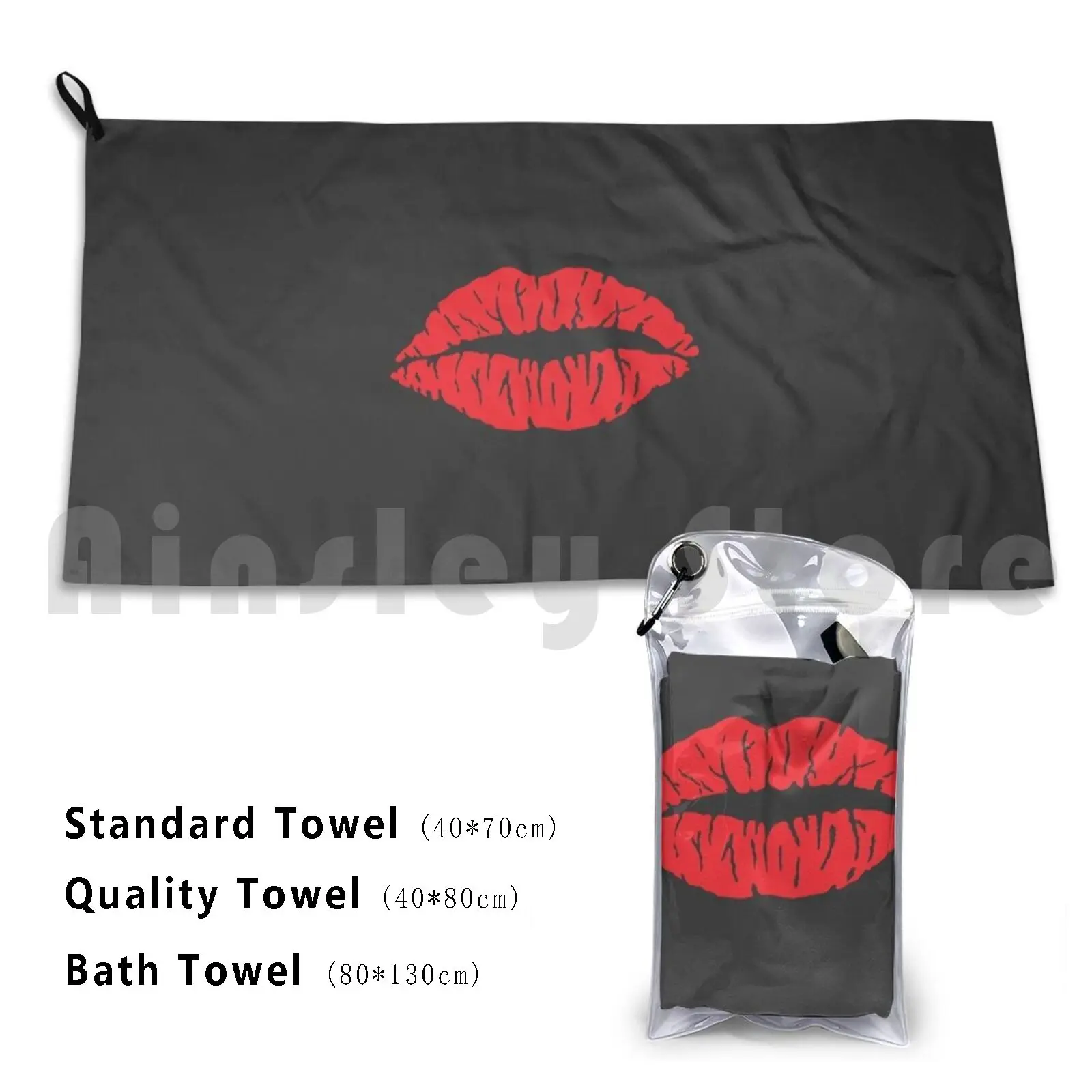 

Towel Red Lips With Lipstick , With Lips On It Stylish Breathable Washable Women Cute Print