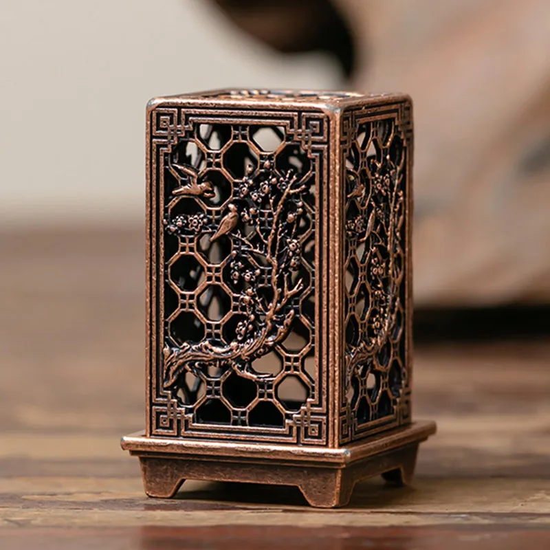 Elegant Alloy Hollow Vertical Incense Burner - Lasting Fragrance Home Ornament