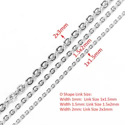 Gold Stainless Steel O - Shape Cross Chain for Jewelry Making - 10 Meters (Steel Color)