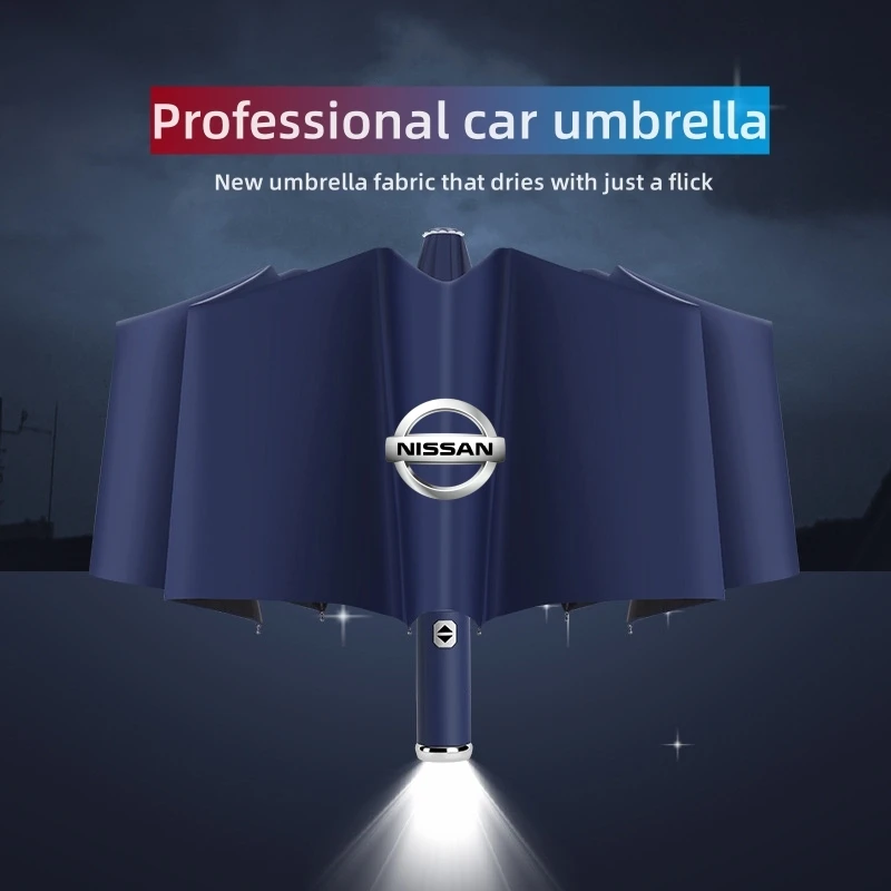 Fully Automatic Folding Umbrella with Double Bones LED Windproof Parasol For Nissan Sunny ALTIMA MAXIMA Murano Versa Teana Sentr