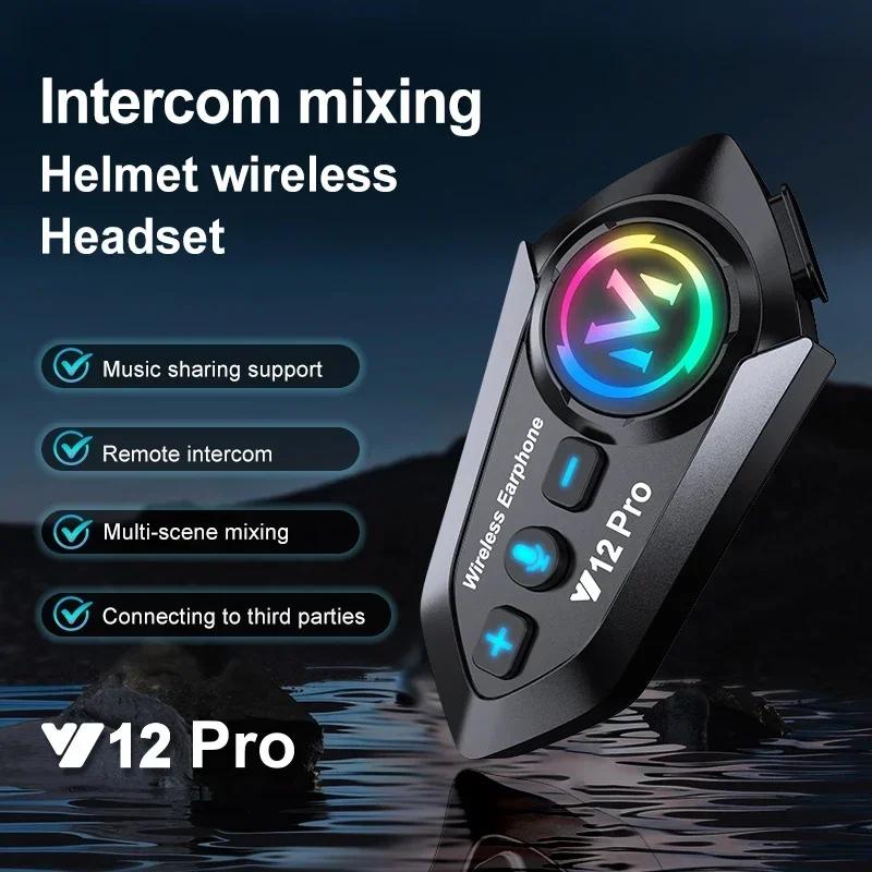 Universal Motorcycle Helmet Intercom Dual-Core 5.4 Chip IPX6 Waterproof