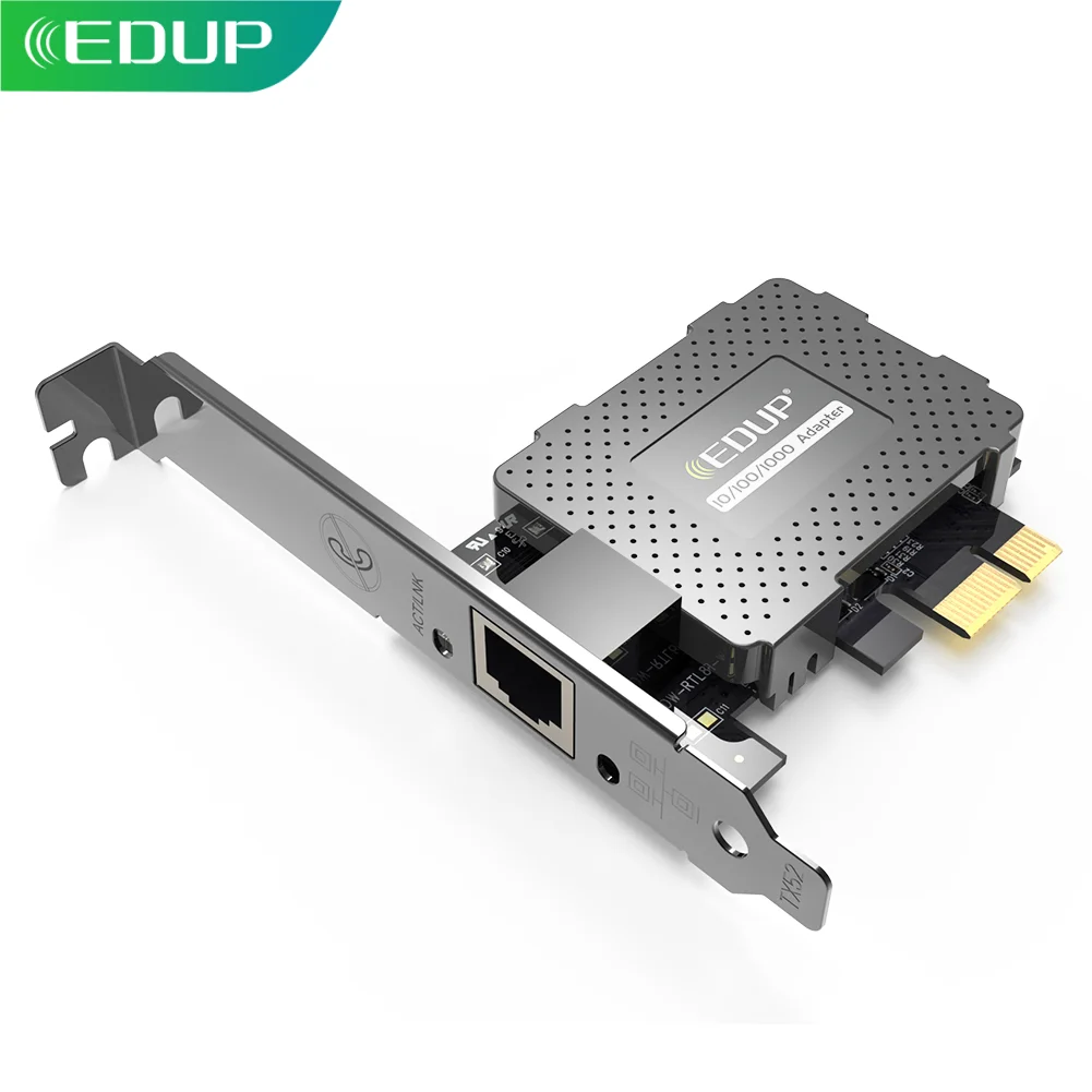 EDUP 9602GS PCIe 이더넷 네트워크 카드 1포트 RJ45 히트싱크 VLAN 웨이크 온 LAN PXE 자동 MDI X IEEE 호환 네트 어댑터