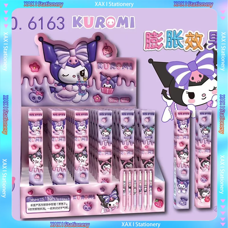 

New Sell Like Hot Cakes Kawaii Sanrio Kuromi Gel Pen Cartoon Cute Press Pen School Supplies Children's Gift Set Boxed Stationery