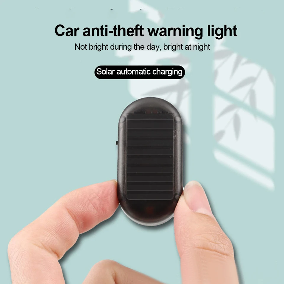 Luce Blu Lampeggiante Luce Sicurezza Auto A Energia Solare ALWIDA | 2 LED Lampeggianti Blu, Simulazione Allarme | Con Porta USB Lampeggiante Blu - Foto 2