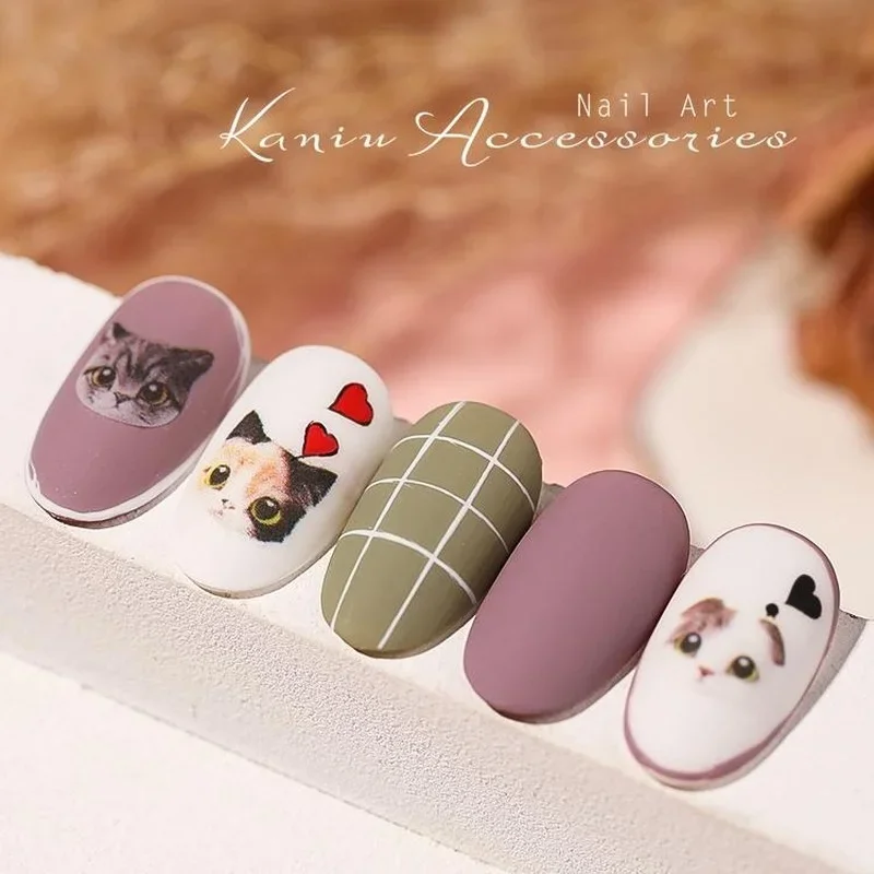 1Pc Schattige Huisdieren Nagelstickers Katten Honden Patroon Kunst Waterstickers Transfers Sticker