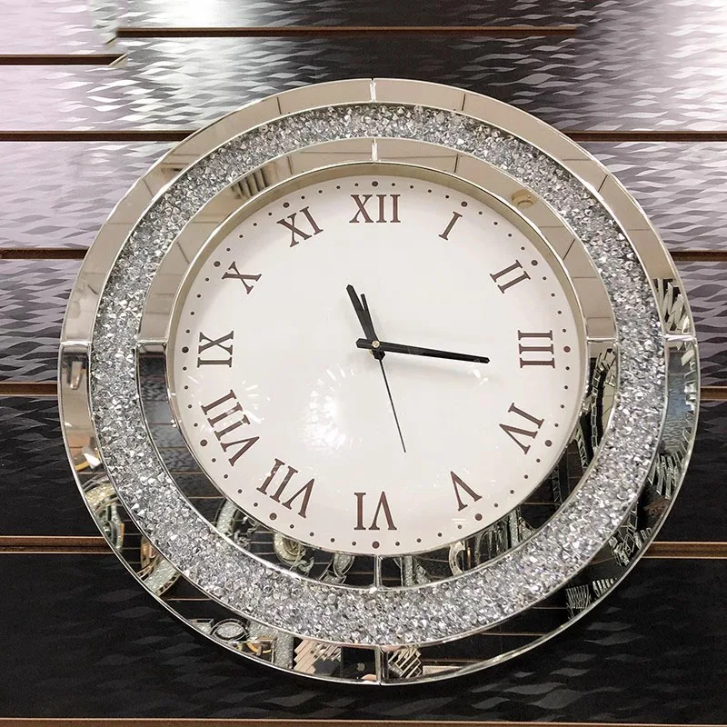 

Nordic Digital Diamond Wall Clock Modern Luxury European Interior Metal Wall Clock Decoration Mirror Duvar Saati Home Decor