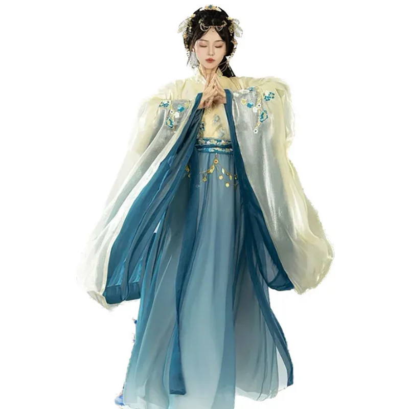 

Hanfu Women Chinese Traditional Vintage Embroidery Cosplay Costume Halloween Carnival Cos Costume Hanfu Dress Blue Red For Women