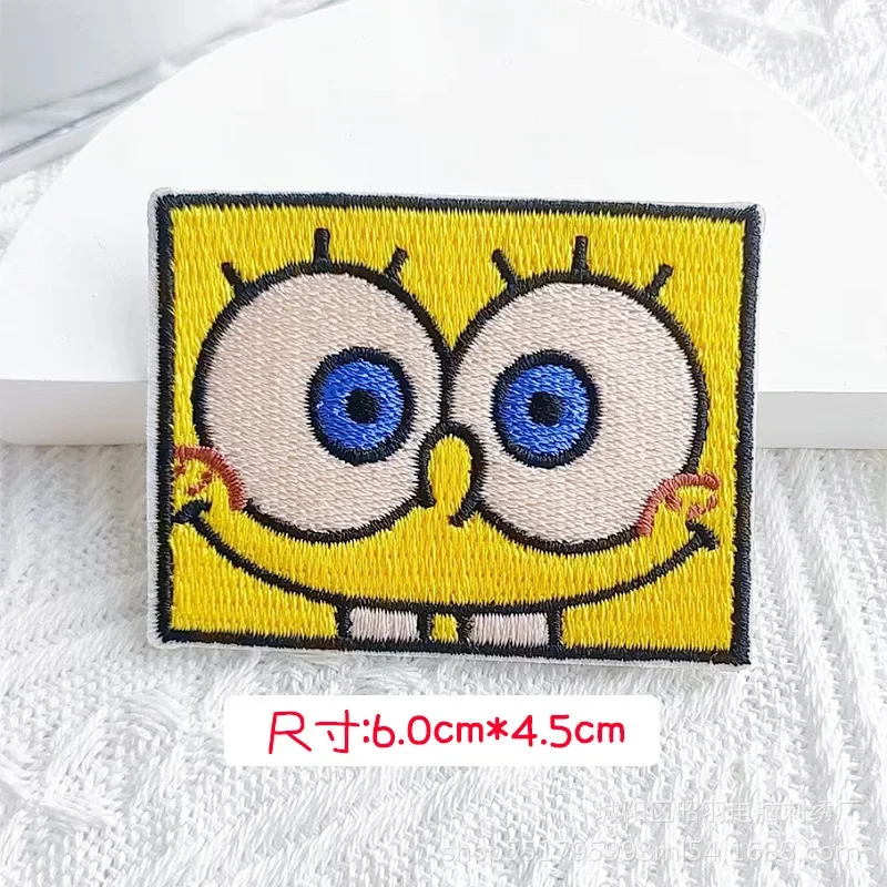 Anime Sponge-Bobs Embroidery Ironing Clothing Thermoadhesive Sewing Cartoon bag DIY decorative patch subsidy paste self Applique 2