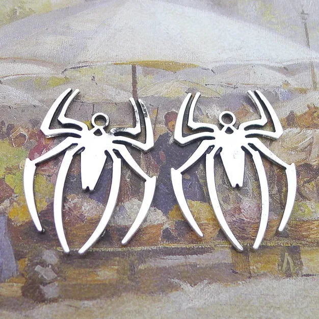 

6pcs/lot 29*38mm Big Spider Charm Pendant Antique Silver Color Alloy DIY Halloween Jewelry Making Craft