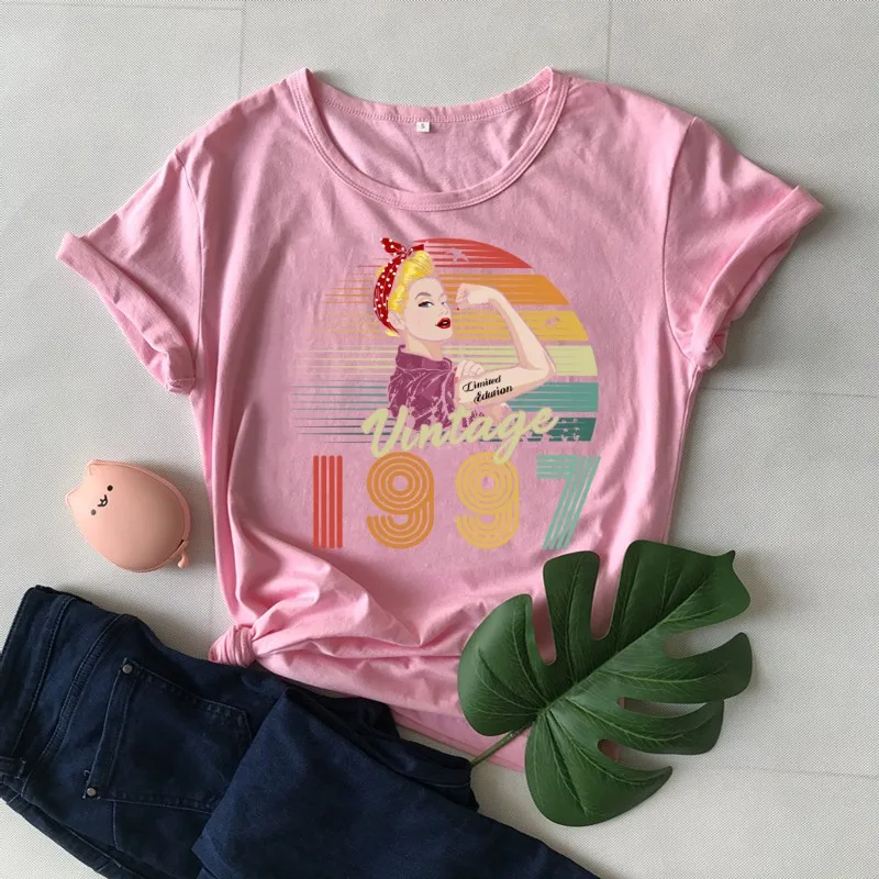 

Vintage 1997 Birthday Party Tshirt Streetwear 26th T Shirt Women Cotton Lady Clothes Fashion O Neck Short Sleeve Drop Shipping
