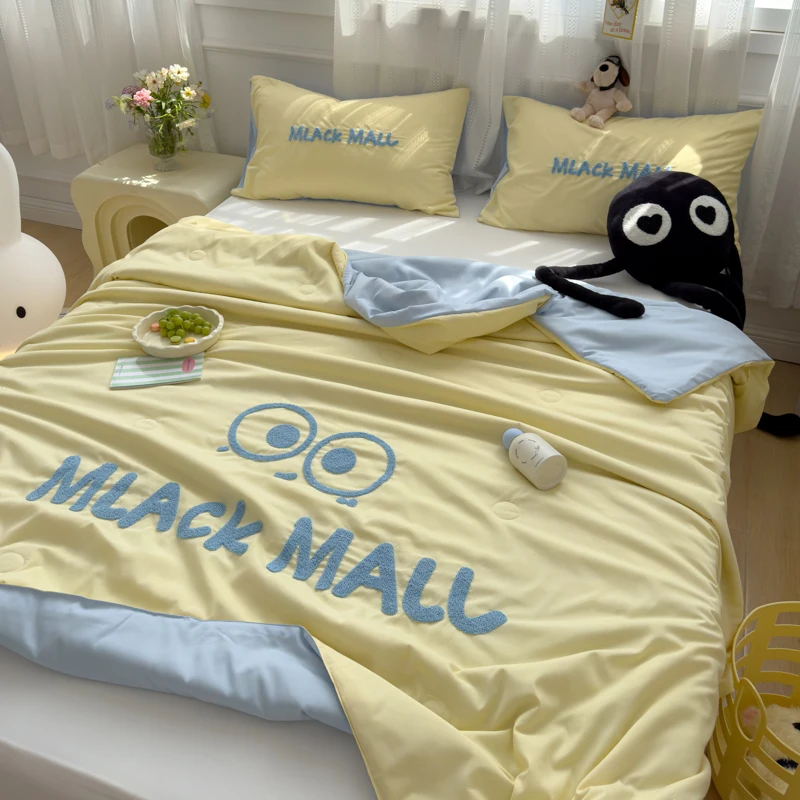 

Домашний текстиль Бангкока, мягкое промытое хлопковое летнее одеяло, набор из четырех предметов, летнее однотонное одеяло