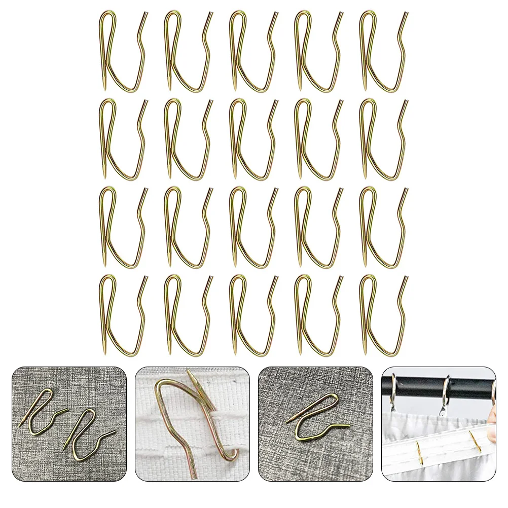 50pcs SShape Curtain Hooks Shower Rings Metal Hook Pin Steel Stainless