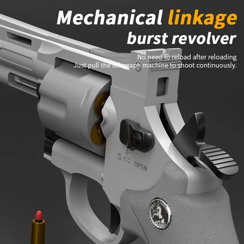 ZP-5 Children's Mechanical Cartridge Pistol Toy Catapult Revolver Continuous Firing Soft Bullet Toy for Children Shooting 4