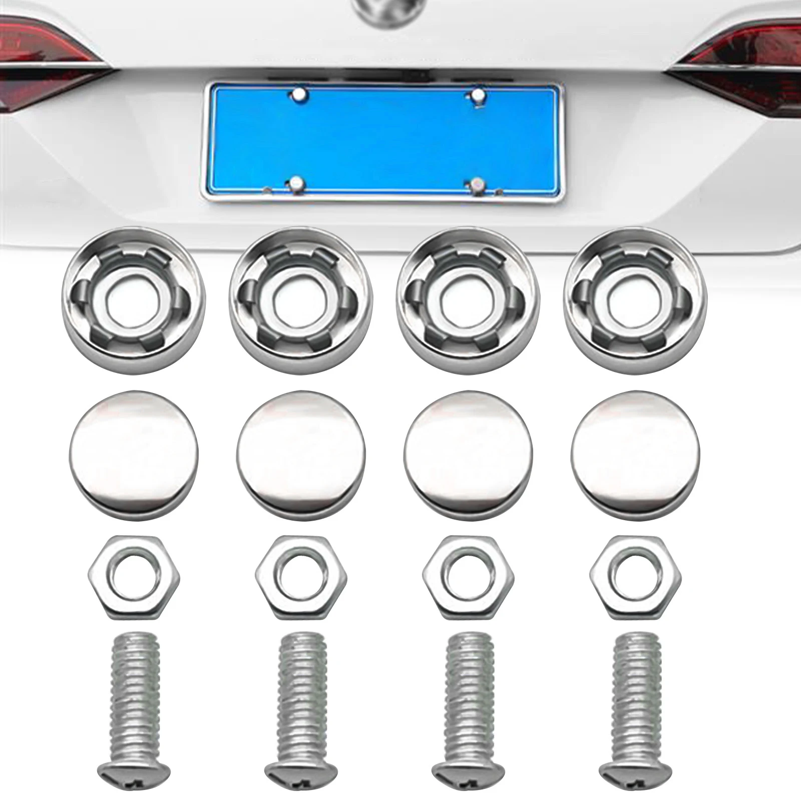 4 Pezzi Viti Antifurto Cromate Bulloni Targa Auto Vite Telaio Per Nissan Audi Bmw Toyota Volvo Vw Golf