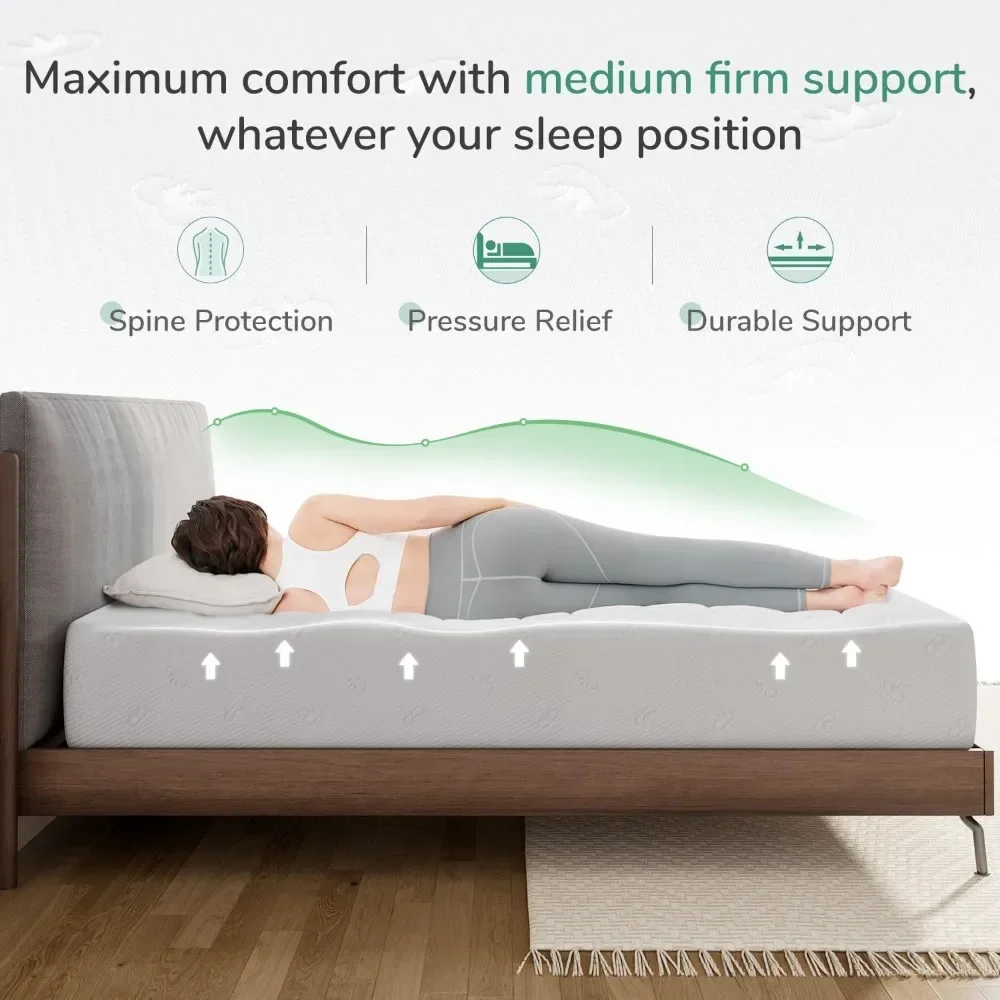 Mattress, 12 Inch King Size Memory Foam Mattress with Comfort Foam for Pressure Relief & Fresh Cool Sleep, 3