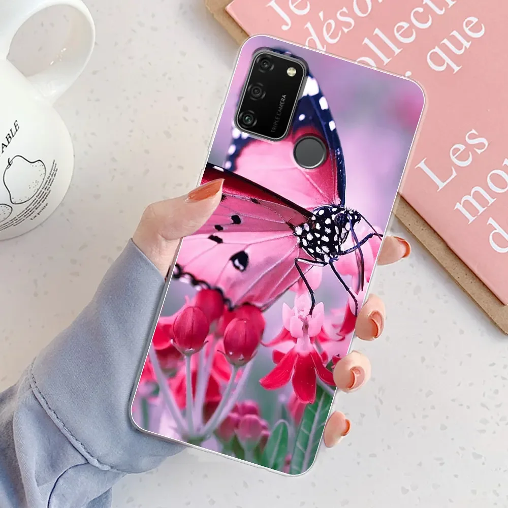 Chic Girl Marble Silicone Clear Phone Case for Honor 9A - Protective and Stylish Cover