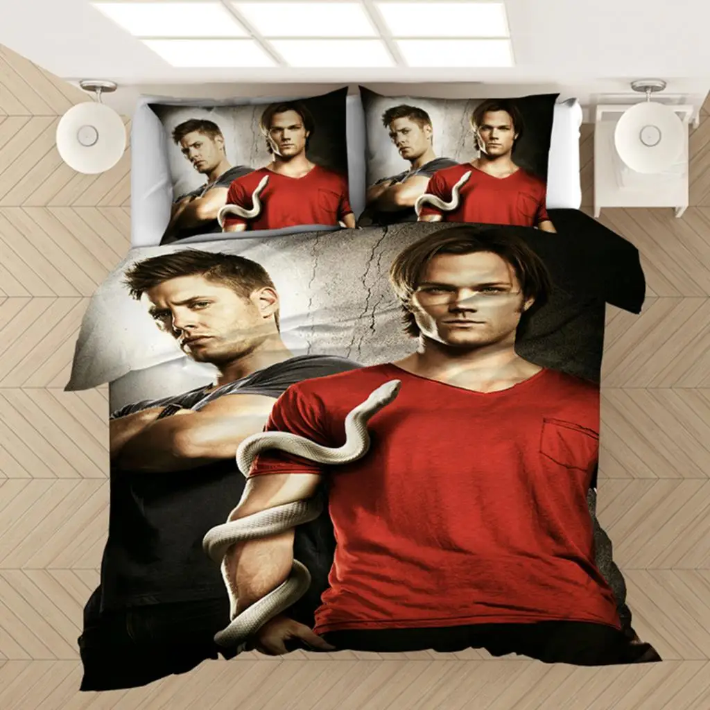Supernatural Bedding Set Duvet Covers Supernatural TV Series Sam Dean Comforter Bedding Sets Bedclothes Bed Linen(NO Sheet) Sc4d9076903e5432a87d167571967bb18L