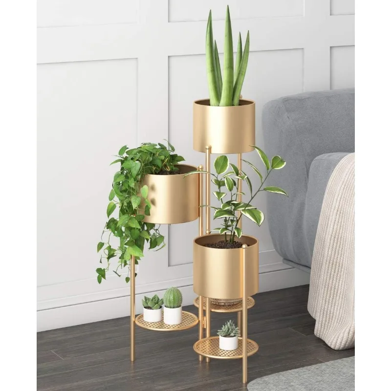 Metal Plant Stand, 6 Tier 6 Potted Indoor Black Flower Pot Stand Holder Shelf, Foldable Decorative Display Rack