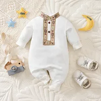 Vêtements imprimés d'automne 100% coton, manches longues, combinaison pour tout-petits, nouveau Style décontracté, garçon et fille, tenue pour bébé, vêtements doux 1