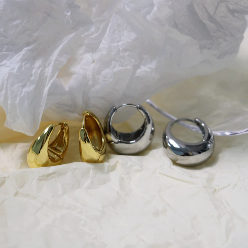 Fashion Chunky Hoop Earrings for Women Smooth Metal Girls Round Circle Statement Earring 2023 Punk Jewelry Gifts серьги женские