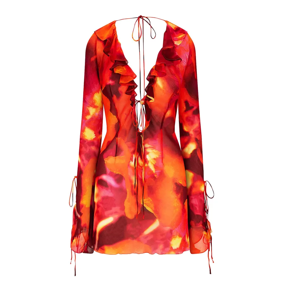 Summer Ruffled Tie Dress for Women