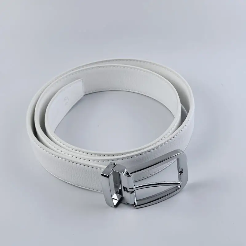 Korean version Golf white leather belt Pin buckle youth pants casual belt original belt for men and women