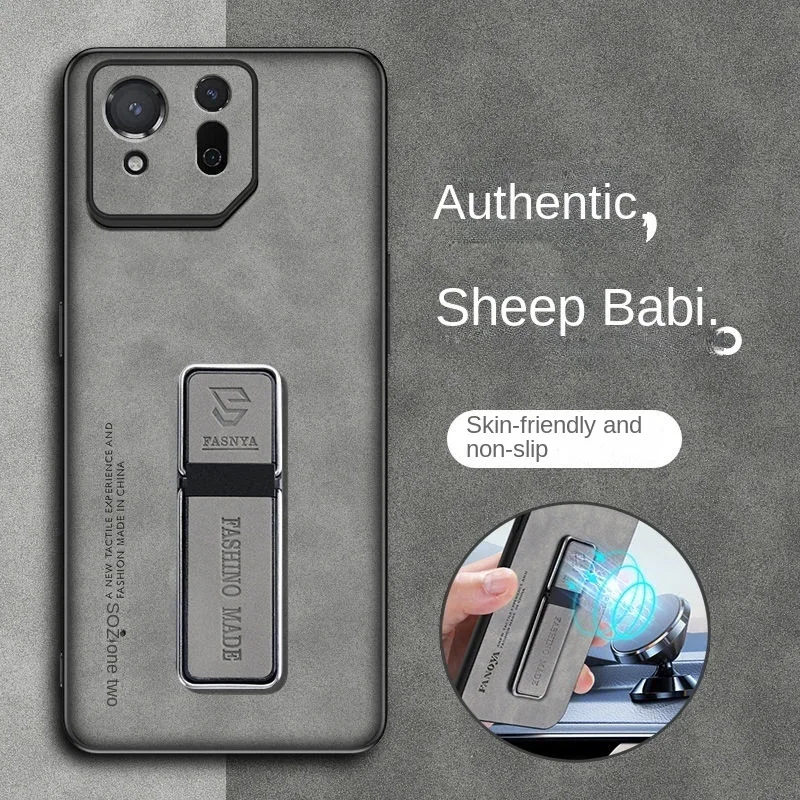 Skinsheep Leather Shockproof Matte Silicone Case with Magnetic Stand