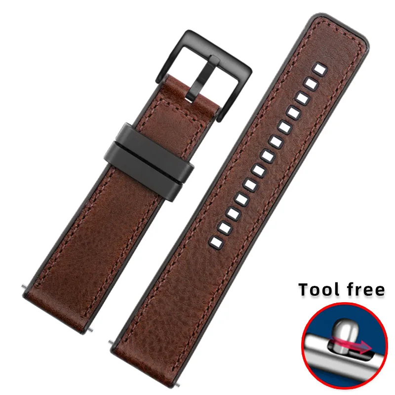 thumbnail image 1 of Correa de reloj de piel de vaca con parte inferior de silicona para HUAWEI Omega Tissot IWC, accesorios de pulsera de goma impermeables para hombre de 20 mm y 22 mm, 1 of 5