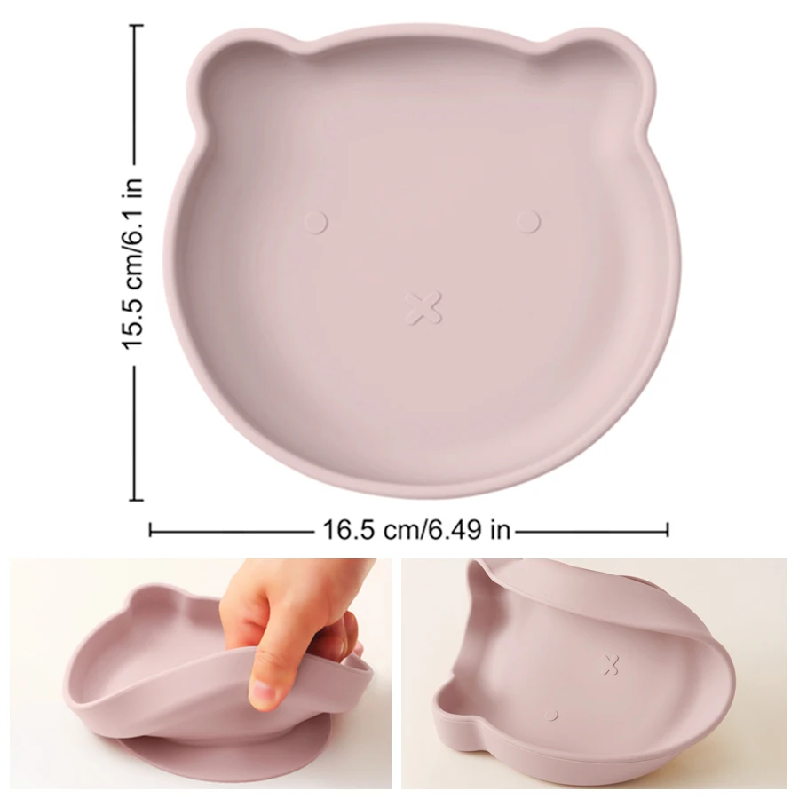 1PC Silicone Baby Dishes Suction Dining Plate Cartoon Bear Shape Baby Plates Eating Training Baby Food Storage Kids Tableware 6