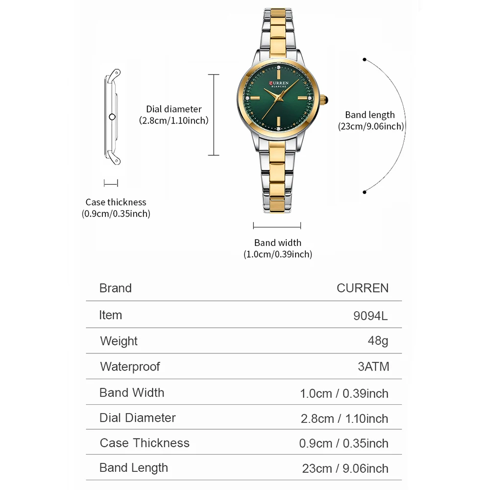 CURREN Simple Round Dial Fashion Dress Quartz Watches for Ladies with Stainless Steel Bracelet Luxury Wristwatches 2