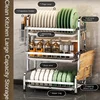 Dish Drying Rack Compact Kitchen Dish Rack Drainboard Set Large Rust-Proof Dish Drainer with Utensil Holder 2