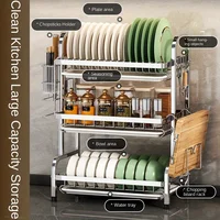 Dish Drying Rack Compact Kitchen Dish Rack Drainboard Set Large Rust-Proof Dish Drainer with Utensil Holder 2