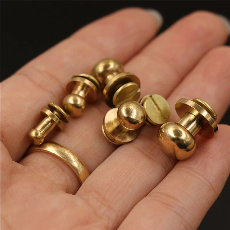 Handbag Hardware Accessories 10pcs Solid brass sam brown browne button screw back Round head ball post studs nail rivets leather craft