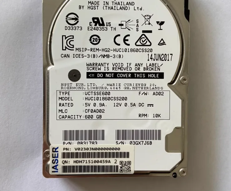 

Для жесткого диска HUC101860CSS200 600G 10K 12G 2,5 дюйма 128M SAS