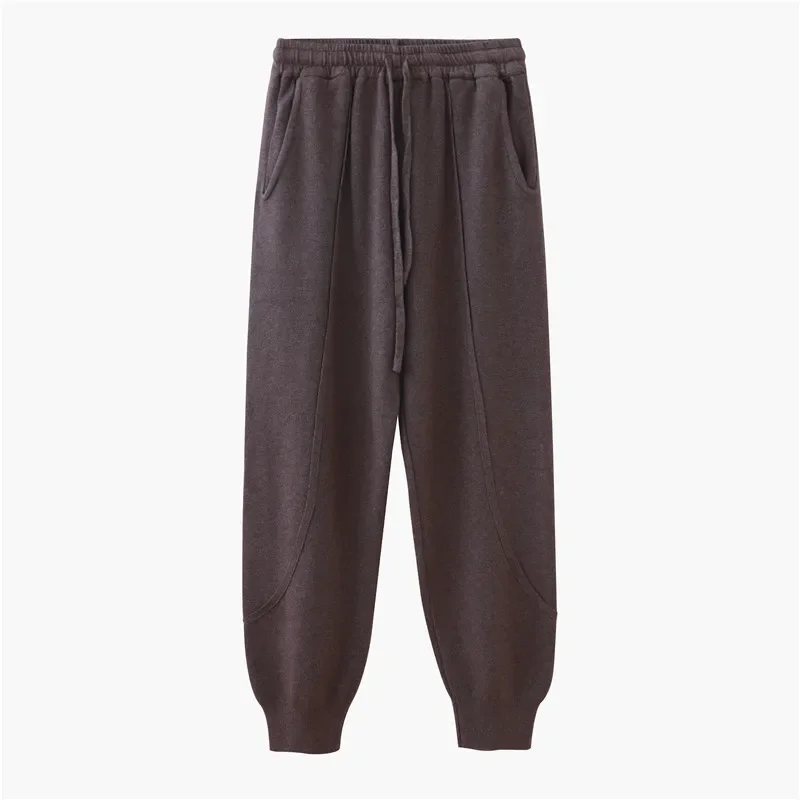Women Autumn Winter Pants Plus Cashmere Jogger Pants Ladies Fashion Loose High Waist Solid Full Length Trouser Casual Clothing