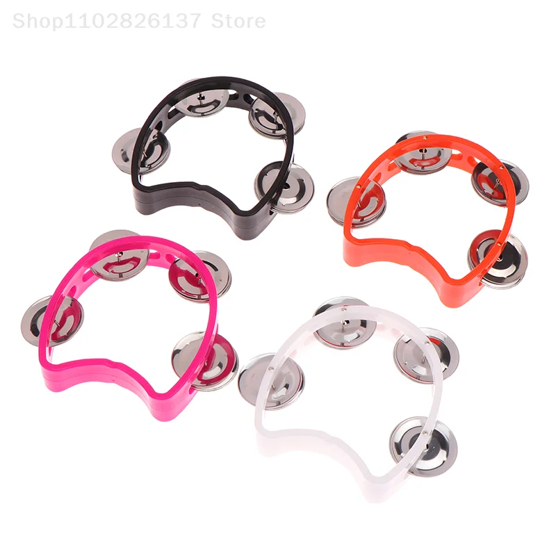 1pcs Early Educational Toy Handbell Tambourine Metal Bells Plastic Rattle Ball Percussion KTV Party Kids Game Musical Instrument