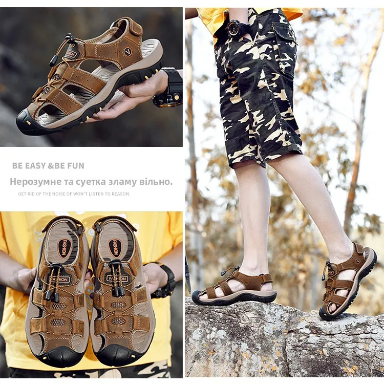 Protectcamel Genuine Leather Sandals Men Outdoor Sports - Uniqwear