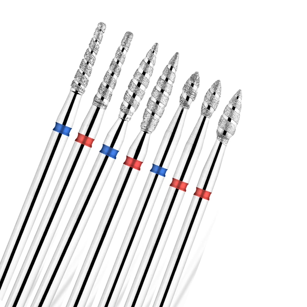 Tp 1Pc Tornado Flame Diamond Nail Drill Bit Per Manicure Machine Cutter Rotary Burr Drill Accessori Spiral Nail Mills Tools