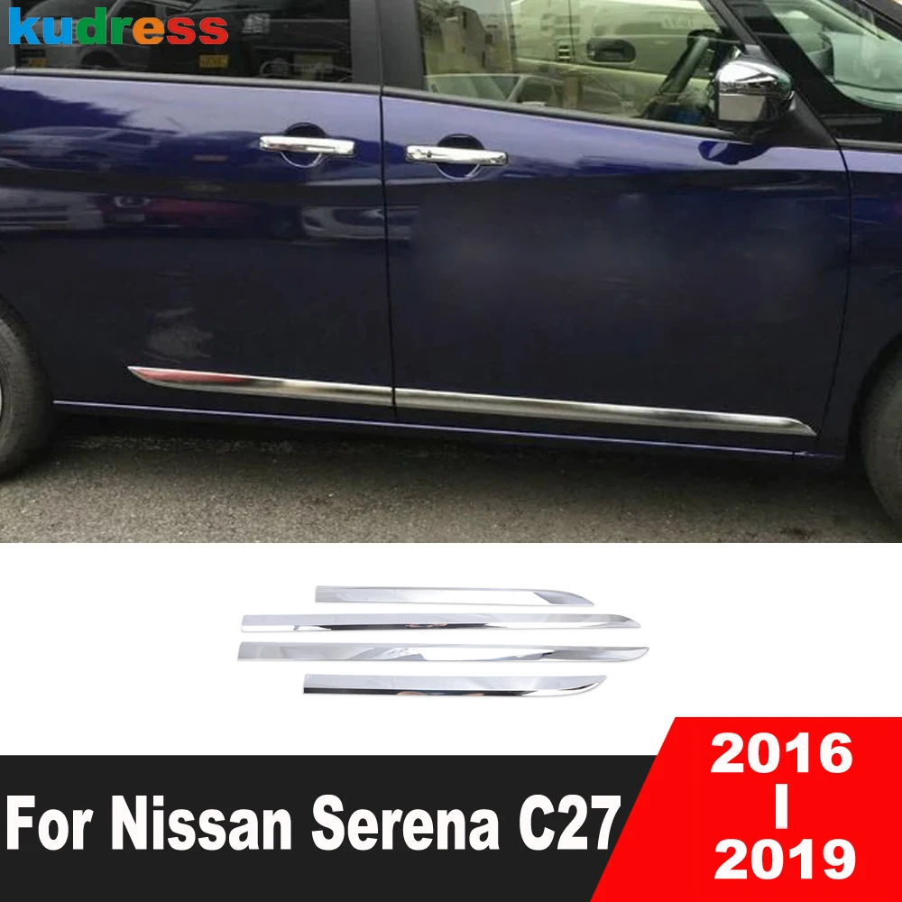 

For Nissan Serena C27 2016 2017 2018 2019 Chrome Car Side Door Body Trim Door Line Steamer Panel Lip Strip Exterior Accessories
