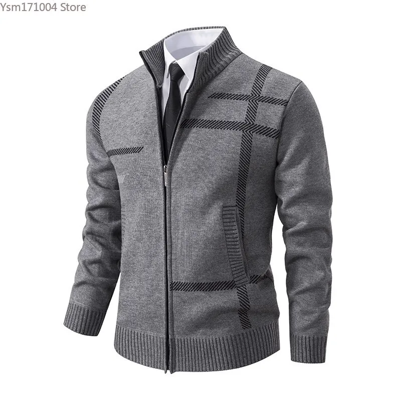 Men's Cardigan Sweater Casual Sweater Jacket Business Casual Men Thickened Warm Standing Collar Cardigan Jacket 4XL Men