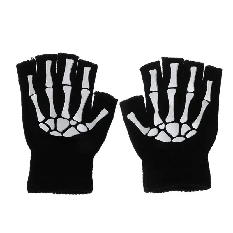 Cycling Gloves Warm Knitting Half Finger Gloves for Adult Cycling Non-slip
