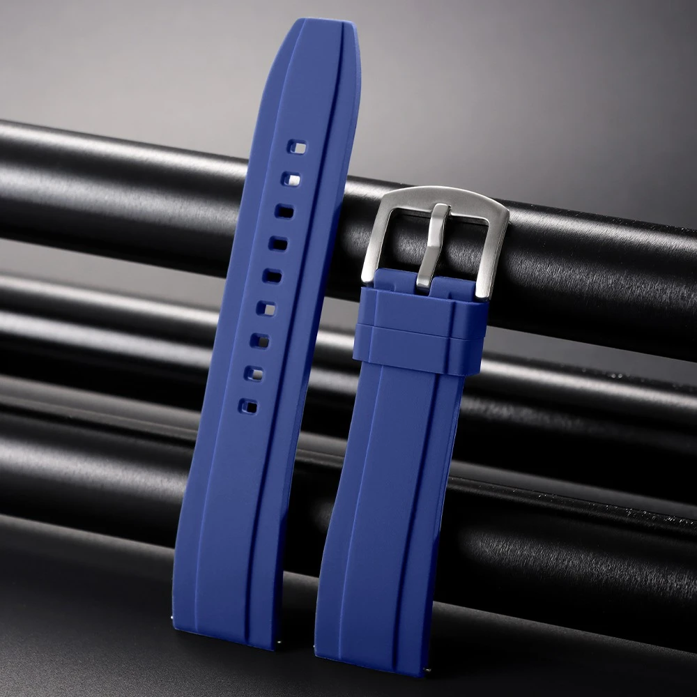 Vibrant Quick Release Silicone Sports Watch Strap - Soft & Comfortable in Black, Green, Orange, and Blue