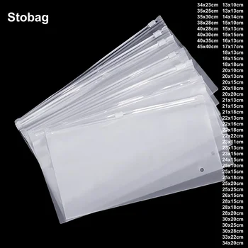 StoBag 10/5pcs Transparent Clear Clothes Packaging Zipper Bag Plastic Sealed Underwear Socks Towel Storage Travel Reusable Pouch 1