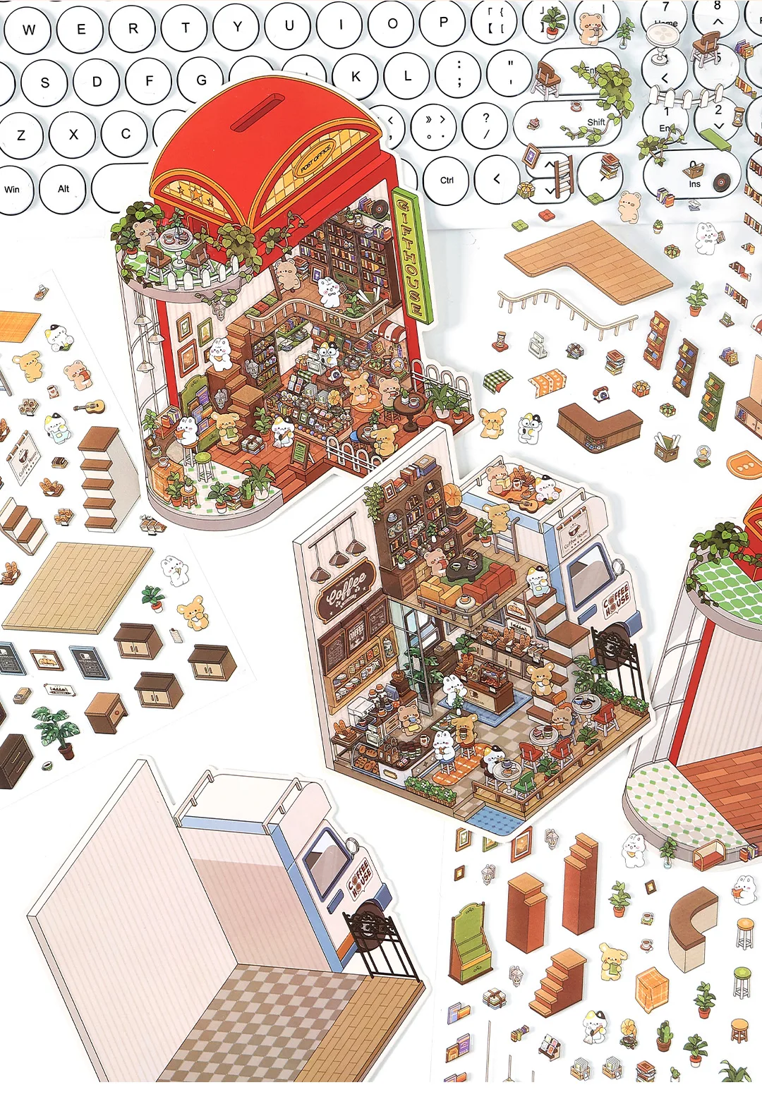 Kawaii 3D Campinghaus DIY Landschaft Aufkleber Tasche Hütte Szene Stapeln Einfügen Festival Geburtstagsgeschenk für Kind Kind ﻿ – Detail 10