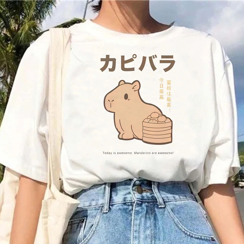 

Capybara top women designer manga streetwear Tee female y2k harajuku manga clothes