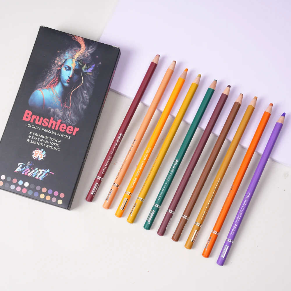 Colored Charcoal Pencils 24 Colors Professional Drawing Set Skin Tone Pastel Chalk for Sketching charcoal pencils