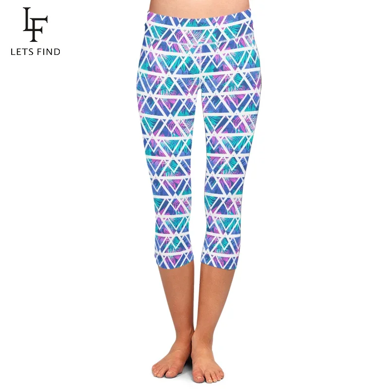 LETSFIND Fashion Leggings Aztec Digital Printing Punk Women's Legging High Waist Workout Capri Leggings for Summer